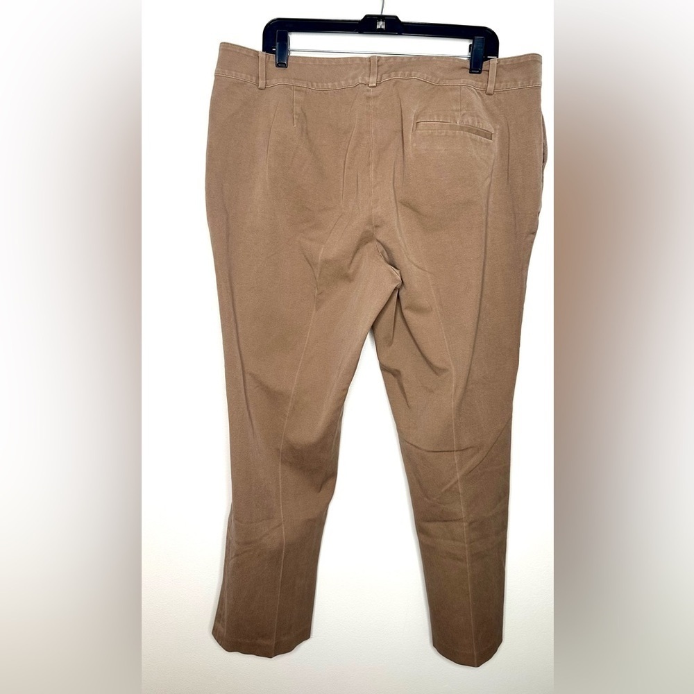 Ralph Lauren Tan Trousers Flat Front Cotton Blend Women’s Size 18W - Picture 2 of 7